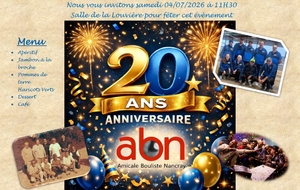 Invitation aux 20 ans de notre club