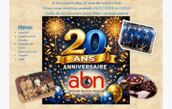 Invitation aux 20 ans de notre club
