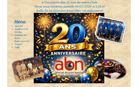 Invitation aux 20 ans de notre club