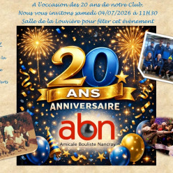 Invitation aux 20 ans de notre club